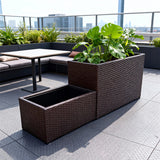 OPB2508 2-Piece Modular Dark Grey Wicker Planter Set – Pet-Friendly Patio Raised Garden Bed