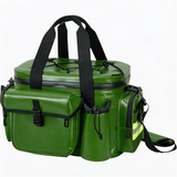 WCB1909 Grey Waterproof Insulated Fishing Cooler Bag with Multi Storage Pockets Reflective Strip for Lake Angling