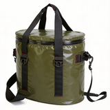 WCB1906 Khaki Round Waterproof Insulated Cooler Bucket Bag with Detachable Shoulder Strap for Camping Fishing