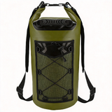 WBP1909 Blue Roll Top Waterproof Dry Backpack with Front Bungee Storage for Kayaking Boating