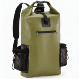 WBP1904 Burgundy Roll Top Waterproof Dry Backpack with Mesh Side Pockets for Camping Hiking Kayaking