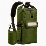 WBP1906 Tan Roll Top Waterproof Dry Backpack with Detachable 2L Bottle Pouch for Kayaking Hiking