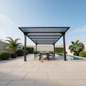 PGL2401 Black Metal Pergola with Transparent Polycarbonate Roof – Outdoor Patio Sun Shade Gazebo for Backyard & Deck