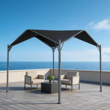 PGL2403 Black Canopy Patio Gazebo with Grey Metal Frame – Modern Outdoor Sun Shade for Deck & Balcony