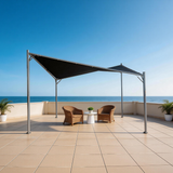 PGL2404 Black Open-Air Patio Canopy with Black Metal Frame – Modern Garden Shade Sail Style Pergola for Deck & Backyard