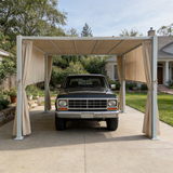 PGL2408 Beige Grill Gazebo with Black Metal Frame –Outdoor BBQ Canopy with Side Panels for Backyard Cooking Area