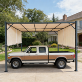 PGL2408 Beige Grill Gazebo with Black Metal Frame –Outdoor BBQ Canopy with Side Panels for Backyard Cooking Area