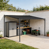 PGL2410 Black Canopy Patio Gazebo with Black Metal Frame – Modern Open-Air Shade Shelter for Garden & Backyard Deck