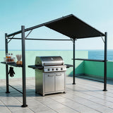 PGL2413 Black Grill Gazebo with Side Shelves & Back Panel – Outdoor BBQ Canopy for Backyard Cooking Area