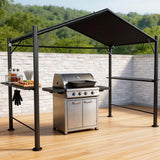 PGL2413 Black Grill Gazebo with Side Shelves & Back Panel – Outdoor BBQ Canopy for Backyard Cooking Area
