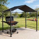 PGL2413 Black Grill Gazebo with Side Shelves & Back Panel – Outdoor BBQ Canopy for Backyard Cooking Area