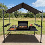 PGL2413 Black Grill Gazebo with Side Shelves & Back Panel – Outdoor BBQ Canopy for Backyard Cooking Area