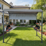 PGL2414 Grey Grill Gazebo with Black Metal Frame & Tool Organizer – Outdoor BBQ Canopy with Side Shelves for Backyard Cooking