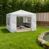 PGL2418 White Pop-Up Canopy Tent with Clear Windows –Outdoor Gazebo Shelter for Backyard & Poolside Events