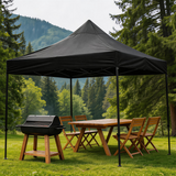 PGL2503 Maroon Pop-Up Canopy Tent with Black Metal Frame – Portable Outdoor Patio Shade for Parties & Backyard Events