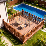 WLSF2587 3-Piece Aluminum & Wood-Look Outdoor Bistro Set – Chinese Garden Patio Furniture