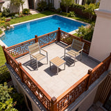 WLSF2587 3-Piece Aluminum & Wood-Look Outdoor Bistro Set – Chinese Garden Patio Furniture