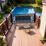 WLSF2588 2-Piece Black Aluminum Outdoor Bench & Side Table Set – Chinese Garden Patio Furniture