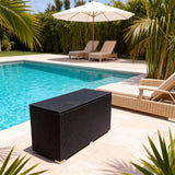 RSB2505 Large Grey Wicker Outdoor Storage Box – Poolside Patio Cushion Deck Box with Hydraulic Lid