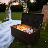 RSB2506 Large Brown Wicker Outdoor Storage Box – Pet-Friendly Patio Deck Box with Hydraulic Lid