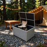 RSB2507 Compact Light Grey Wicker Outdoor Storage Box – Coastal Patio Deck Box with Hydraulic Lid