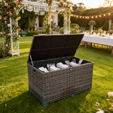 RSB2508 Large Grey Wicker Outdoor Storage Box – Event Patio Deck Box with Hydraulic Lid