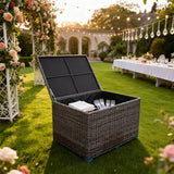 RSB2508 Large Grey Wicker Outdoor Storage Box – Event Patio Deck Box with Hydraulic Lid