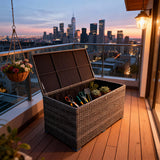 RSB2508 Large Grey Wicker Outdoor Storage Box – Event Patio Deck Box with Hydraulic Lid