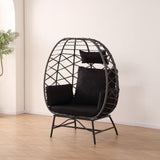 ZY2506 2-Piece Rattan Egg Chair with Side Table Set – Poolside Patio Wicker Lounger