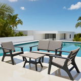 WLSF2590 4-Piece Woven Rope Outdoor Conversation Set – Modern Coastal Patio Furniture