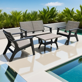 WLSF2590 4-Piece Woven Rope Outdoor Conversation Set – Modern Coastal Patio Furniture