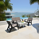 WLSF2591 4-Piece Plastic & Wood-Look Outdoor Conversation Set – Modern Coastal Patio Furniture