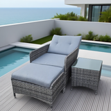 SFTZ2542 Light Grey Wicker 2 - Piece Outdoor Lounge Set with Ottomans & Side Table – Stylish Patio Furniture