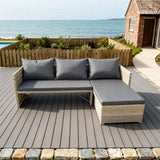 SFTZ257902 Natural Rattan L - Shaped Outdoor Sectional Set with Dark Grey Cushions – Stylish Patio Furniture