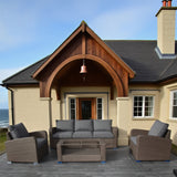SFTZ2625 Light Grey Wicker Outdoor Lounge Set with Dark Grey Cushions – Brittany French Coastal Stone Cottage Patio Luxury Outdoor Social Furniture Set