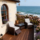 SFTZ2630 Dark Brown Wicker Reclining Outdoor Lounge Set with Cream Cushions – Maine Coastal Pool Villa Patio Luxury Outdoor Social Furniture Set