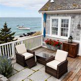 SFTZ2630 Dark Brown Wicker Reclining Outdoor Lounge Set with Cream Cushions – Maine Coastal Pool Villa Patio Luxury Outdoor Social Furniture Set