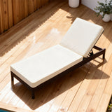 TYSF2506 Dark Brown Rattan Adjustable Outdoor Sun Lounger with Cream Cushions – Noosa Heads Coastal Terrace Luxury Outdoor Reclining Sunbed