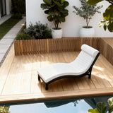 TYSF2517 Black Rattan Curved Outdoor Sun Lounger with Bold Red Cushion – Marrakech Morocco Coastal Pool Terrace Luxury Contrast-Color Outdoor Reclining Sunbed