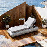 TYSF2541 Grey Rattan Curved Adjustable Outdoor Sun Lounger with Navy Cushions – Cape Town South Africa Coastal Terrace Luxury Outdoor Reclining Sunbed
