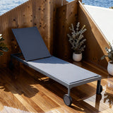 TYSF2544 Vibrant Blue Metal-Frame Wheeled Adjustable Outdoor Sun Lounger – Rio de Janeiro Brazil Coastal Terrace Luxury Vibrant Outdoor Reclining Sunbed