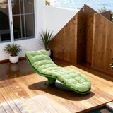 TYSF2559 Vibrant Green Rattan Curved Adjustable Outdoor Sun Lounger with Matching Cushions – Essaouira Morocco Coastal Terrace Luxury Vibrant Outdoor Reclining Sunbed