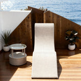 TYSF2569 Cream Rattan Curved Outdoor Daybed with Side Table – Mykonos Greece Coastal Terrace Luxury Relaxed Outdoor Curved Daybed