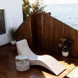 TYSF2569 Cream Rattan Curved Outdoor Daybed with Side Table – Mykonos Greece Coastal Terrace Luxury Relaxed Outdoor Curved Daybed