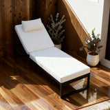 TYSF2574 All-White Metal Frame Adjustable Outdoor Sun Lounger with Matching Cushions – Miami South Beach Coastal Terrace Luxury Relaxed Outdoor Reclining Sunbed