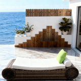 TYSF2580 Brown Rattan Cylindrical Arm Outdoor Daybed with All-White Cushions & Lumbar Pillow – Anguilla Caribbean Coastal Terrace Luxury Relaxed Outdoor Daybed