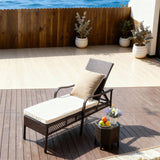 TYSF2581 Black Rattan Adjustable Outdoor Sun Lounger with Bright Green Cushions – Saint Lawrence Gap Barbados Coastal Terrace Luxury Vibrant Outdoor Reclining Sunbed