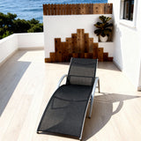 TYSF2583 Silver Frame Black Mesh Curved Adjustable Outdoor Sun Lounger – Gold Coast Australia Coastal Terrace Luxury Relaxed Outdoor Reclining Sunbed