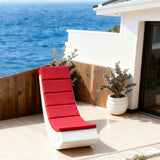 TYSF2584 White Rattan Segmented Adjustable Outdoor Sun Lounger with Fiery Red Cushions – Capri Italy Coastal Terrace Luxury Vibrant Outdoor Reclining Sunbed