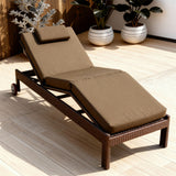 TYSF2589 Black Rattan Wheeled Segmented Adjustable Outdoor Sun Lounger with All-White Cushions & Neck Pillow – Cancun Mexico Coastal Terrace Luxury Relaxed Outdoor Reclining Sunbed